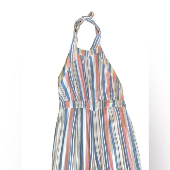 Anthropologie Sadie & Sage Boho Pinstripe Wide Leg Halter Jumpsuit | Small - Picture 2 of 4